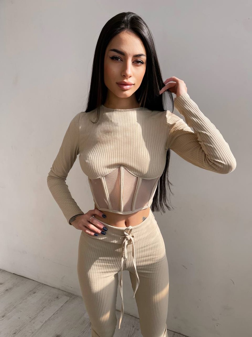 Трикотажний комплект: корсетний топ + легінси | PUSHKA SHOP