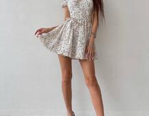 Платье мини с корсетной вставкой на талии с косточками  | PUSHKA SHOP