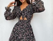 Шифоновое платье с завязками на груди  Шифоновое платье с завязками на груди  | PUSHKA SHOP