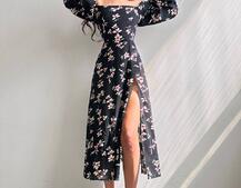 Сукня -міді зі шнурівкою на спинці та розрізом на ніжці | PUSHKA SHOP