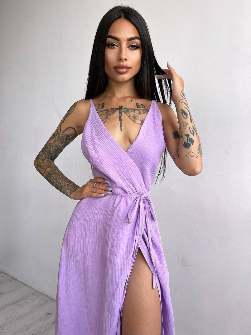 Муслиновое платье с запахом  | PUSHKA SHOP