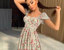 Летнее цветочное платье с завязками на груди  Летнее цветочное платье с завязками на груди  | PUSHKA SHOP