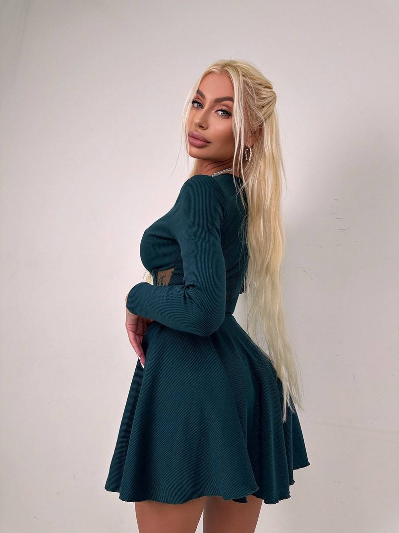 Трикотажна корсетна сукня з мереживом та пишною спідницею  | PUSHKA SHOP