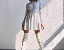 Приталена блискуча сукня з корсетною вставкою та пишною спідницею-сонцем Приталена блискуча сукня з корсетною вставкою та пишною спідницею-сонцем | PUSHKA SHOP