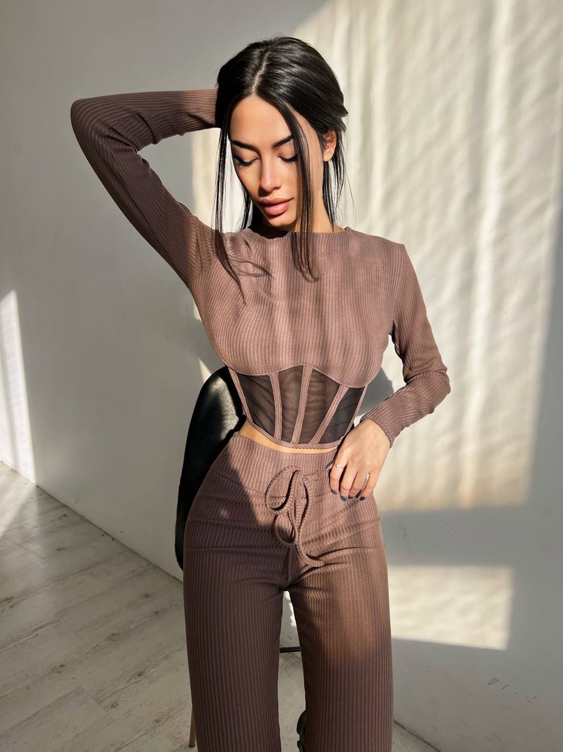 Трикотажний комплект: корсетний топ + легінси | PUSHKA SHOP