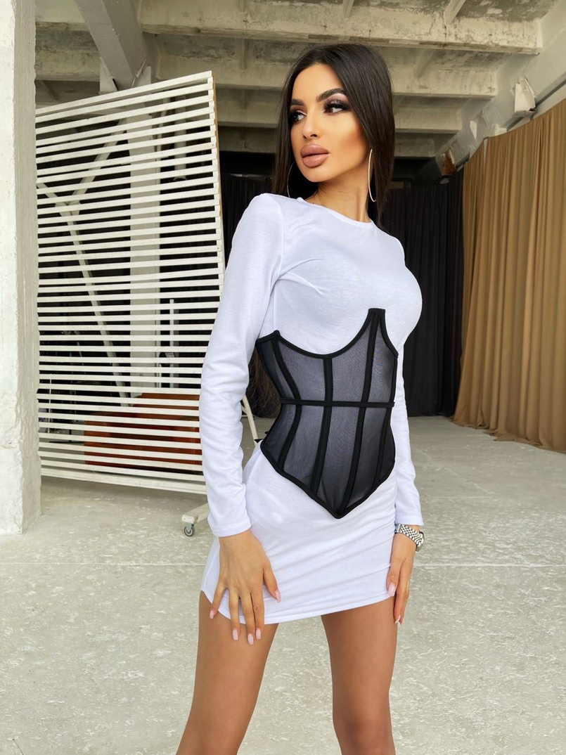 Трикотажное платье в комплекте с утягивающим корсетом  | PUSHKA SHOP