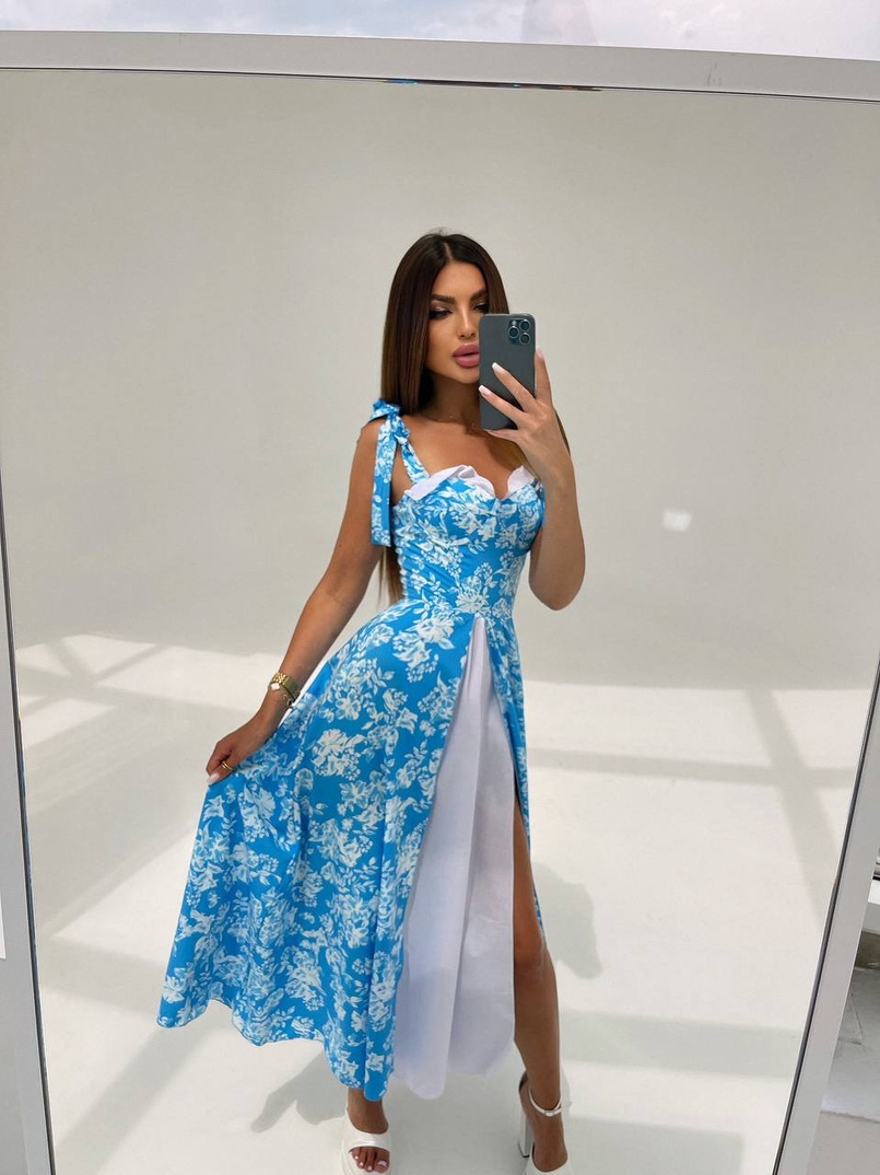 Сукня міді з чашечками в квітковий принт  | PUSHKA SHOP