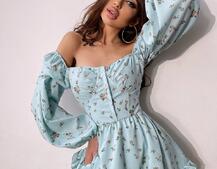 Лялькова сукня з пишною спідницею та корсетним верхом з ніжним квітковим принтом  Лялькова сукня з пишною спідницею та корсетним верхом з ніжним квітковим принтом  | PUSHKA SHOP