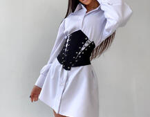 Платье-рубашка с корсетом на косточках со шнуровкой Платье-рубашка с корсетом на косточках со шнуровкой | PUSHKA SHOP