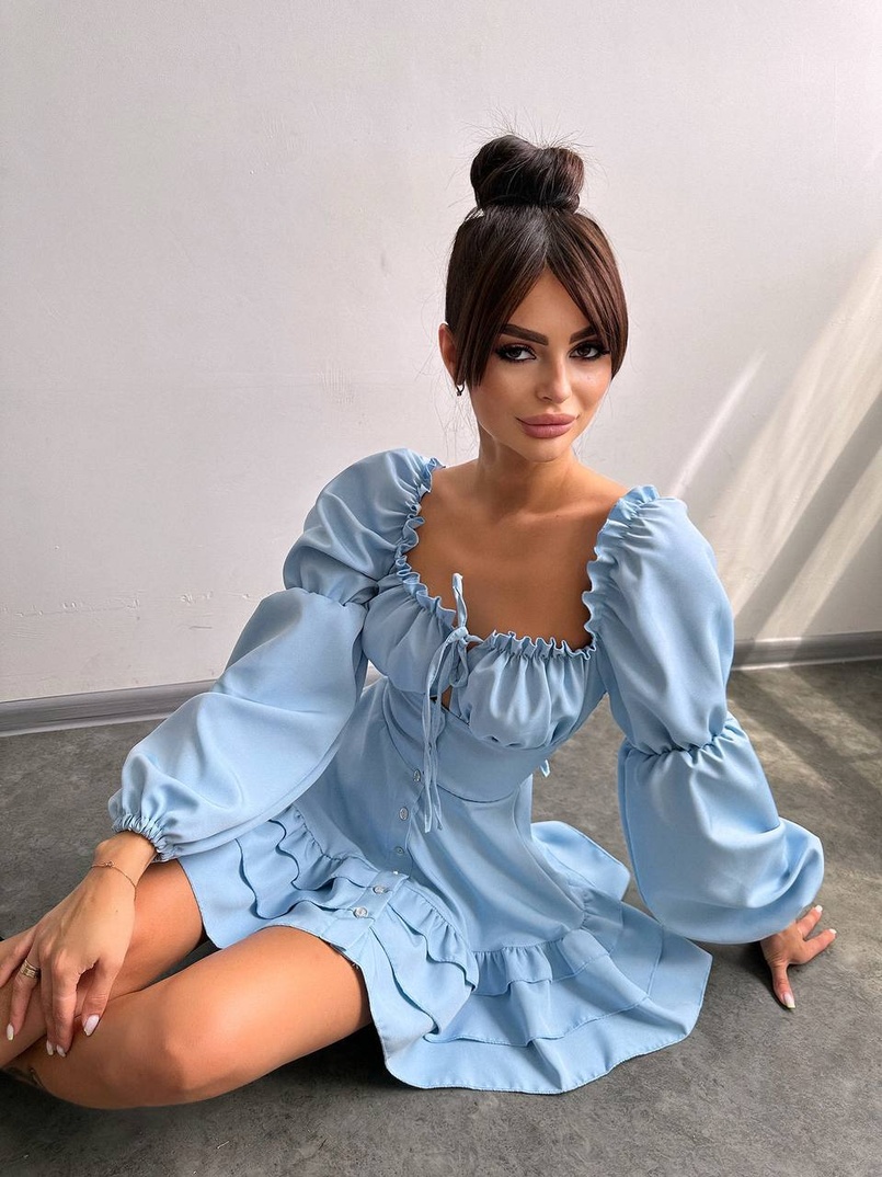 Сукня з воланами на ґудзиках  | PUSHKA SHOP