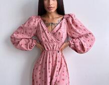 Квіткова сукня з розрізом на спідниці | PUSHKA SHOP
