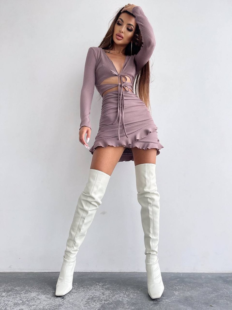 Трикотажна сукня з присбореною спідницею | PUSHKA SHOP