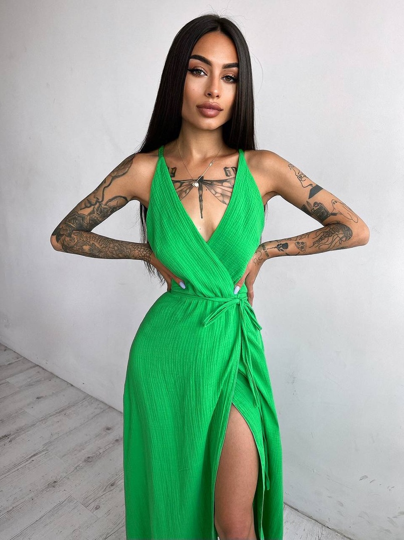 Муслиновое платье с запахом Муслиновое платье с запахом | PUSHKA SHOP