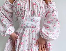 Квіткова сукня з воланами та шнуровкою по спинці | PUSHKA SHOP