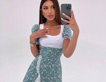 Сукня з квітковим принтом декорована мереживом Сукня з квітковим принтом декорована мереживом | PUSHKA SHOP