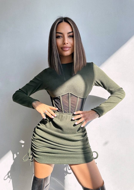 Сукня-міні  з елементами корсету  Довжину спідниці можна регулювати  | PUSHKA SHOP