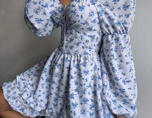 Сукня з квітковим принтом з воланами на ґудзиках  Сукня з квітковим принтом з воланами на ґудзиках  | PUSHKA SHOP