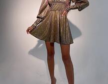 Блестящее платье с объемными рукавами Блестящее платье с объемными рукавами | PUSHKA SHOP