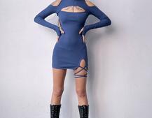 Трикотажне плаття по фігурі зі шнурівкою на ніжці | PUSHKA SHOP