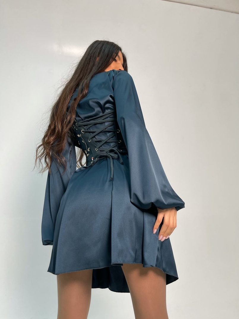 Комплект: шелковое платье на завязках с корсетом  | PUSHKA SHOP