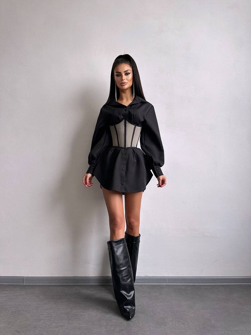 Приталена сорочка + корсет  | PUSHKA SHOP