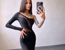 Сукня міді  із вставками сітки  | PUSHKA SHOP