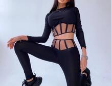 Трикотажный костюм: леггинсы и топ  с корсетными элементами | PUSHKA SHOP