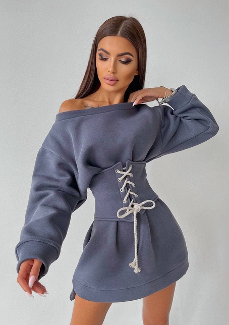 Худи на флисе + корсет на шнуровке  Худи на флисе + корсет на шнуровке  | PUSHKA SHOP