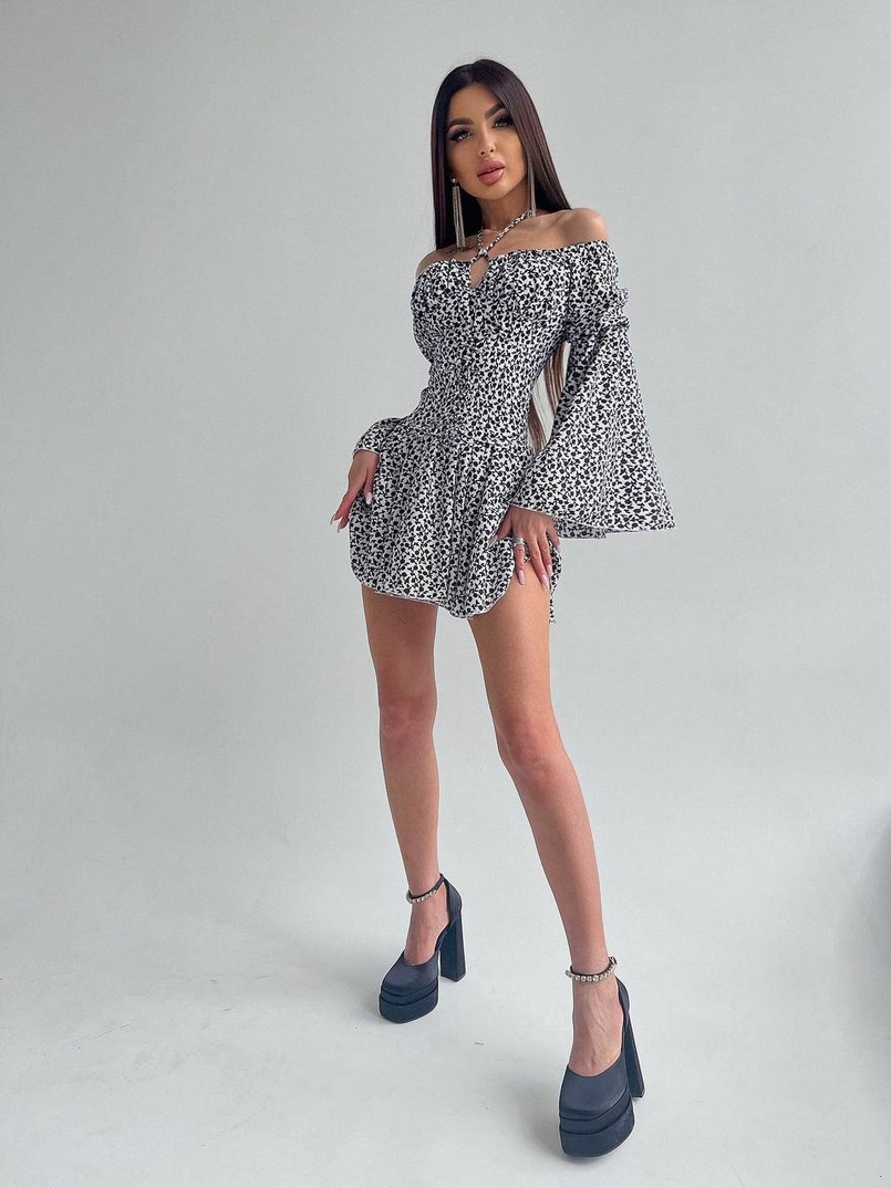 Комплект: платье с расклешенными рукавами + корсет  | PUSHKA SHOP