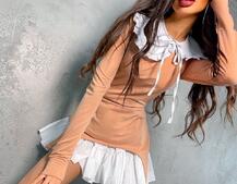 Трикотажное платье со съемным воротничком и подъюбником Трикотажное платье со съемным воротничком и подъюбником | PUSHKA SHOP