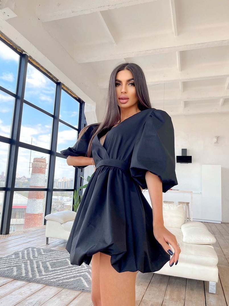 Воздушное коттоновое платье с пышной юбкой и объемными рукавами  | PUSHKA SHOP