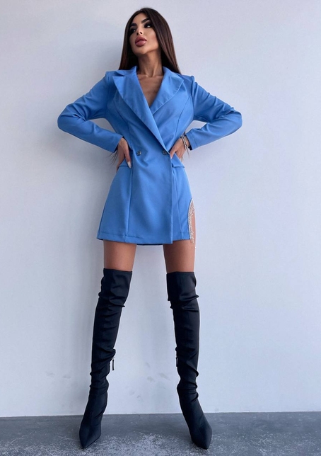 Приталена сукня-піджак, декорована бахромою зі страз | PUSHKA SHOP