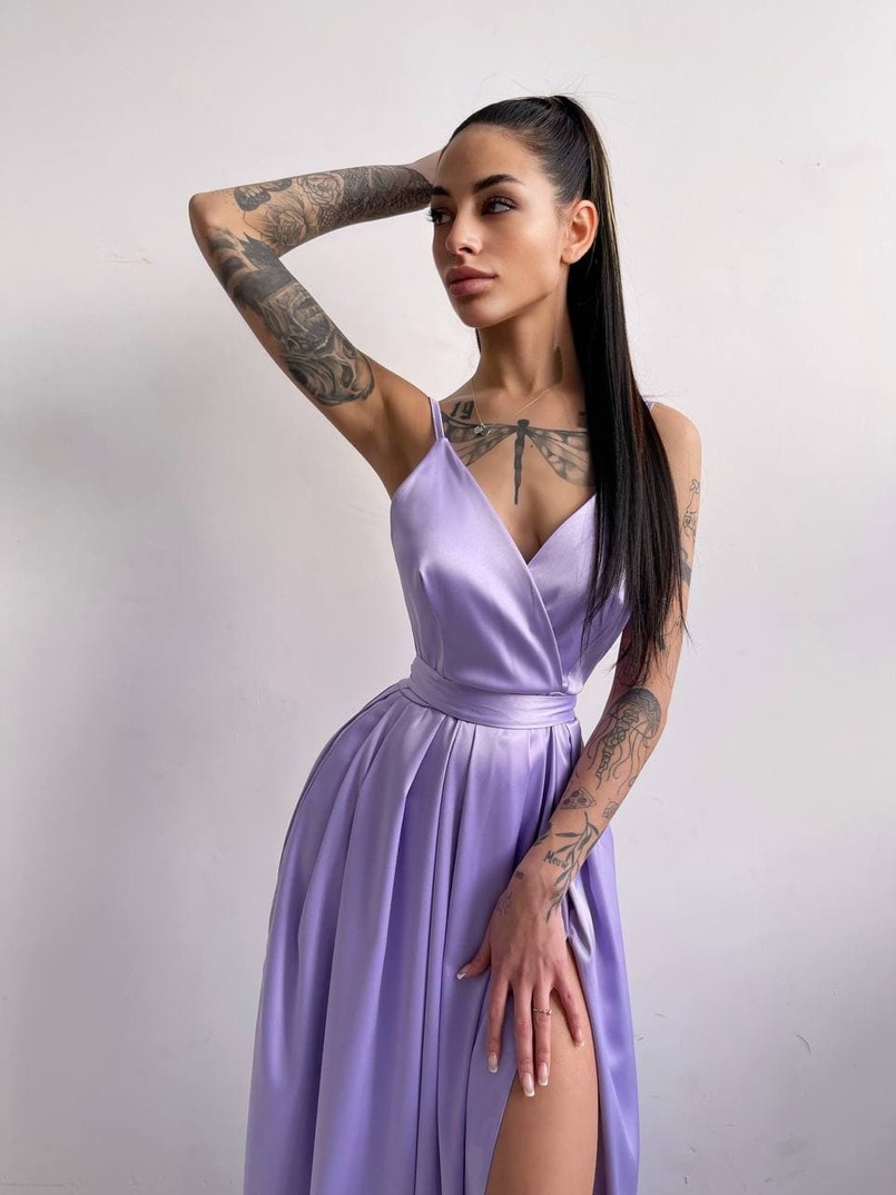 Платье макси с разрезом на юбке и запахом на груди   Платье макси с разрезом на юбке и запахом на груди   | PUSHKA SHOP