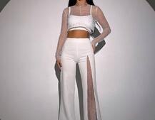 Комплект: топ + штани із сіткою зі стразами  | PUSHKA SHOP