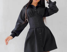 Платье-рубашка с корсетом на косточках со шнуровкой | PUSHKA SHOP