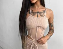 Трикотажный комплект: корсетный топ на косточках + леггинсы | PUSHKA SHOP