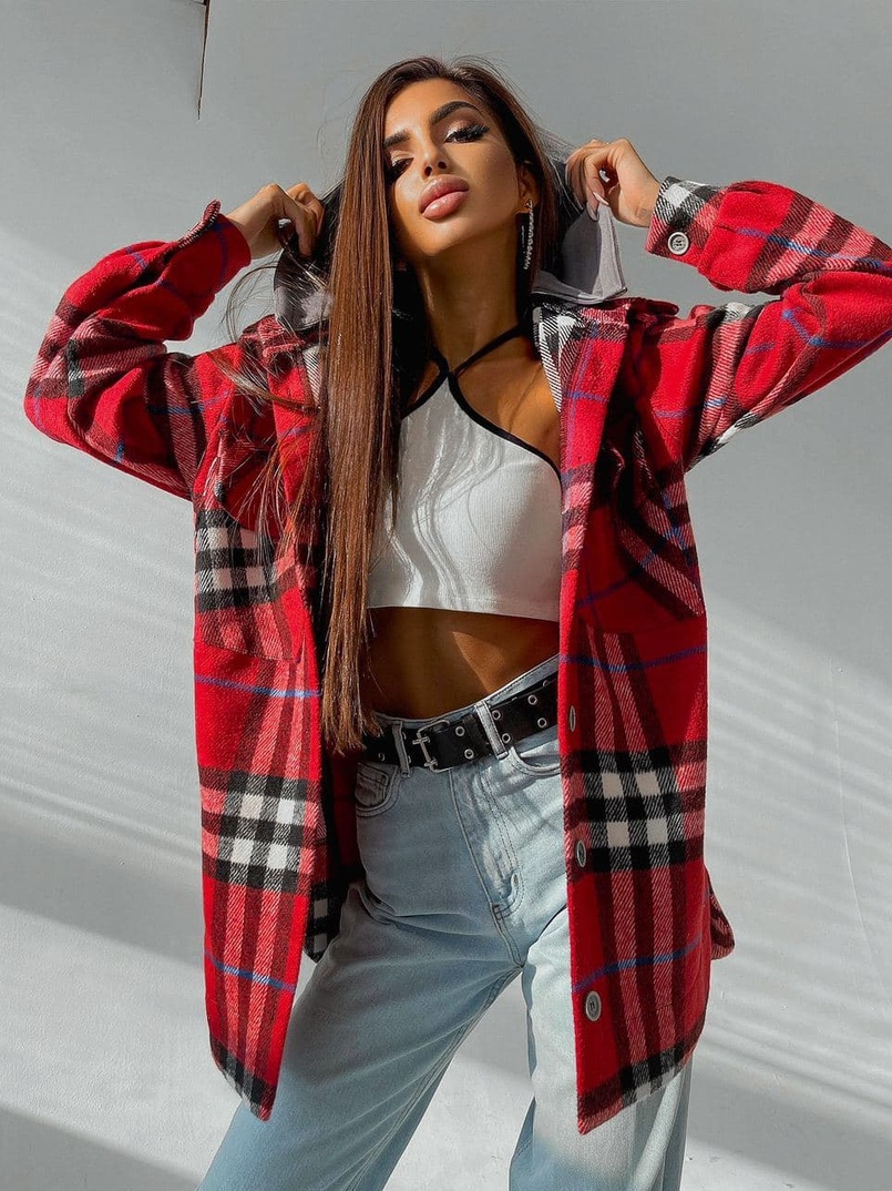 Кашемировая рубашка в клетку с капюшоном  | PUSHKA SHOP