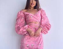 Квітковий комплект: топ із зав'язками на талії + спідниця міді з розрізом Квітковий комплект: топ із зав'язками на талії + спідниця міді з розрізом | PUSHKA SHOP