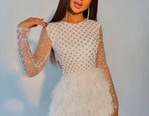 Платье с блестящим верхом и пушистой юбочкой Платье с блестящим верхом и пушистой юбочкой | PUSHKA SHOP