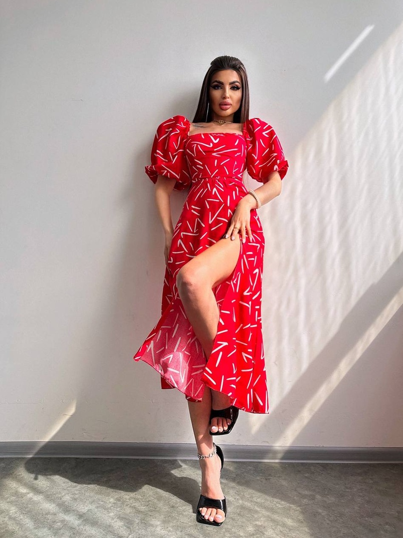 Сукня -міді зі шнурівкою на спинці та розрізом на ніжці | PUSHKA SHOP