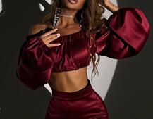 Атласний комплект, декорований стразами Ручна робота, прикраса пришита  | PUSHKA SHOP