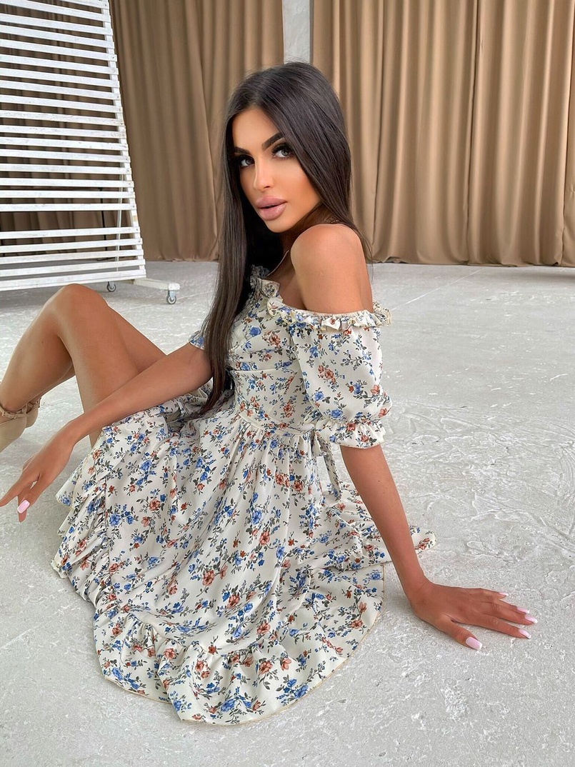 Цветочное платье с пышной юбкой и оборками | PUSHKA SHOP