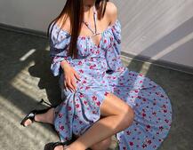 Сукня міді з квітковим принтом  | PUSHKA SHOP