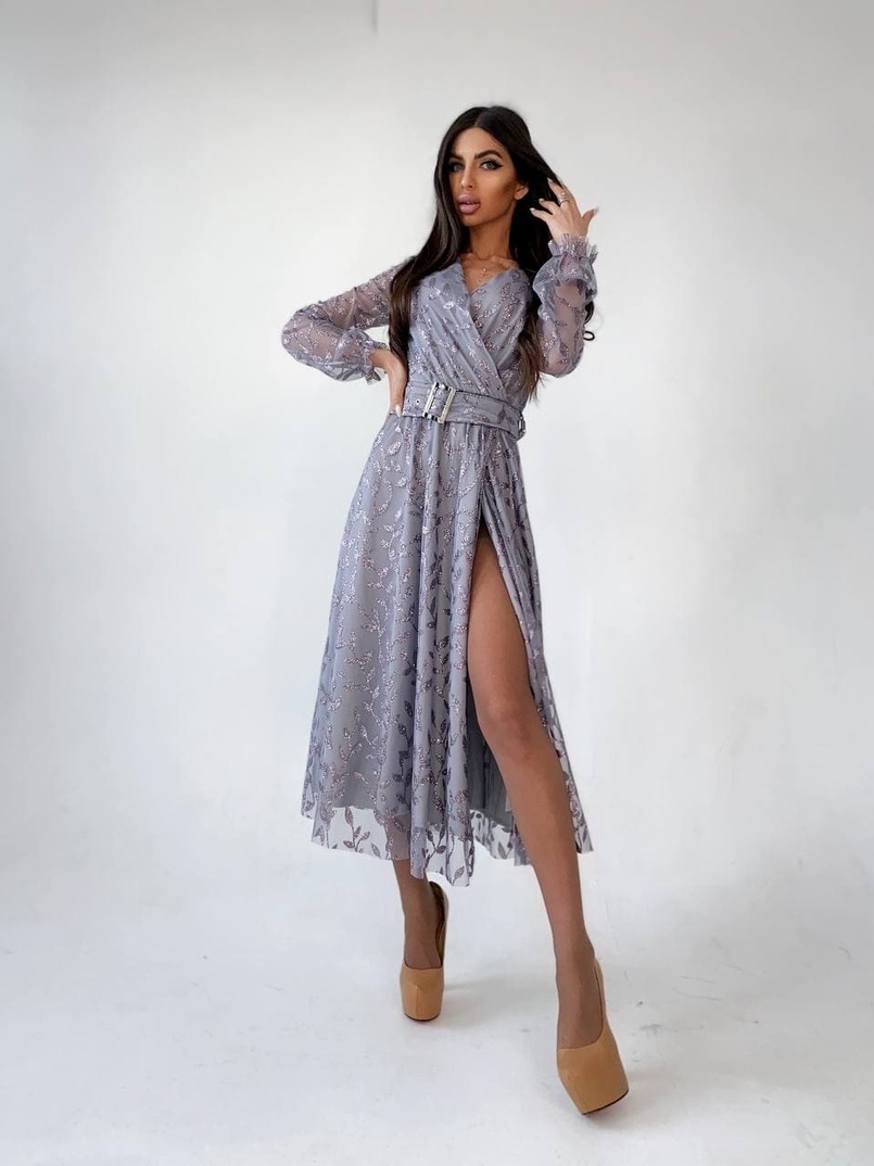 Платье миди с блестками Платье миди с блестками | PUSHKA SHOP