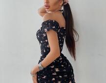 Цветочное платье мини с корсетной вставкой  на талии и присобранной юбкой  | PUSHKA SHOP