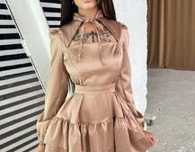 Атласное платье с рюшами  | PUSHKA SHOP