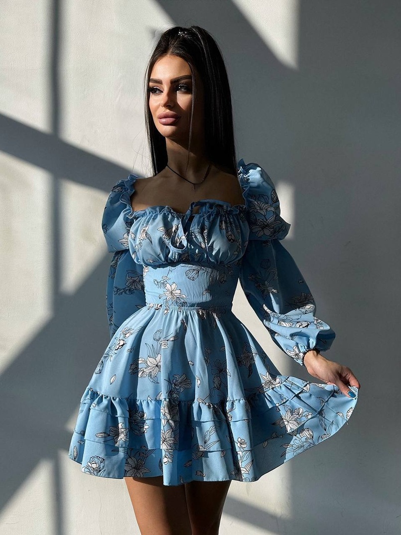 Квіткова сукня з воланами та шнуровкою по спинці | PUSHKA SHOP