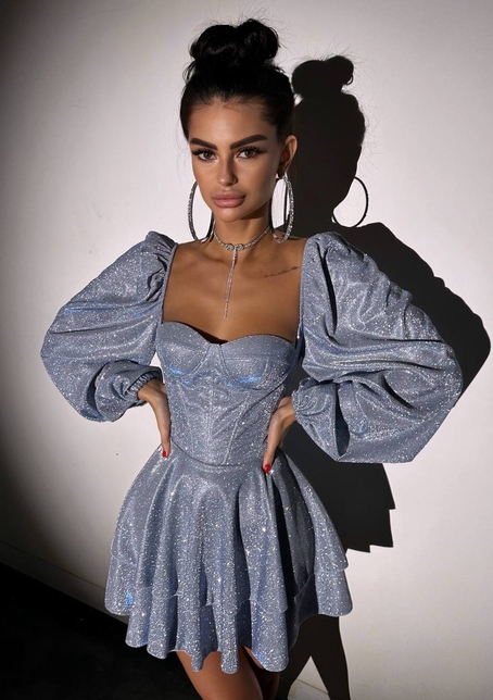 Сяюча корсетна сукня бюстьє з подвійною спідницею  | PUSHKA SHOP