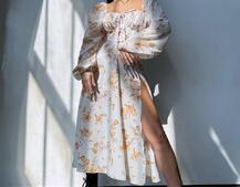 Сукня міді з квітковим принтом  | PUSHKA SHOP