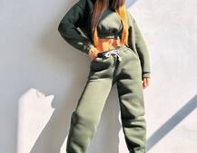 Базовий костюм на флісі з об'ємними капюшоном | PUSHKA SHOP